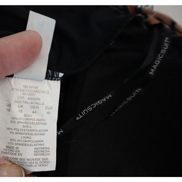 Magicsuit Sz 16 Black/Multi Natural Wonder Bianca 1-Piece Romper Swimsuit - Picture 8 of 11